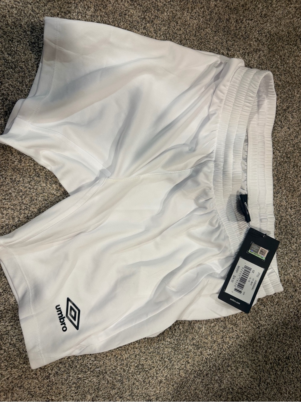 Umbro White Kids Athletic Shorts with Black Logo